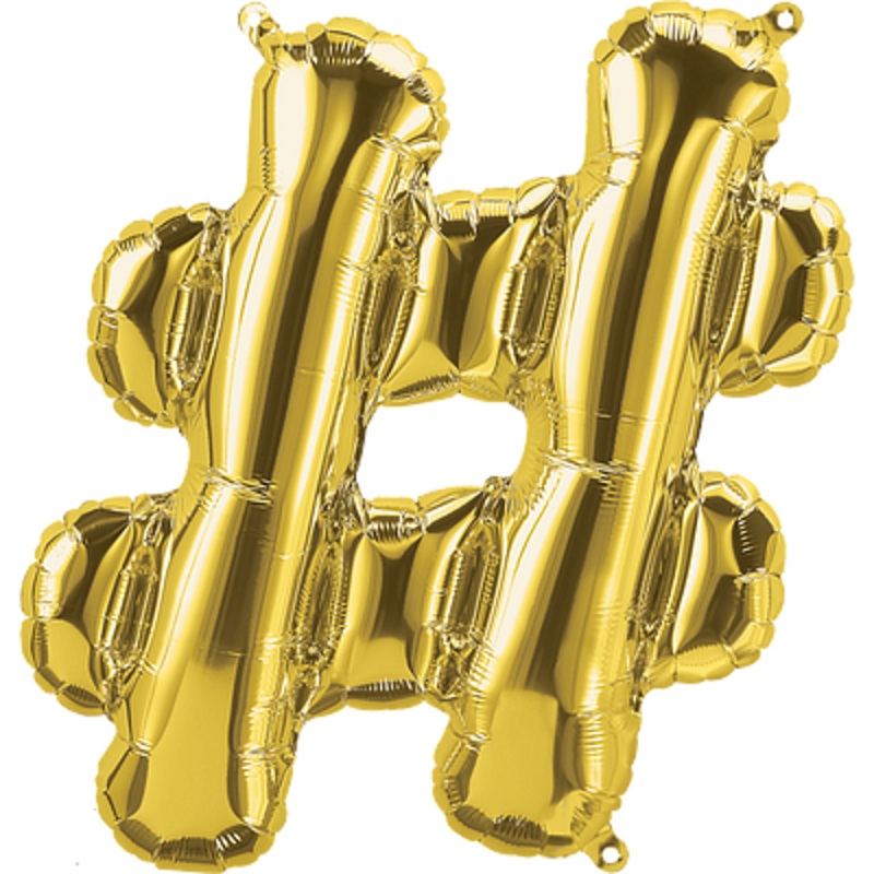 Small 16" Gold Hashtag # Symbol Balloon S4004