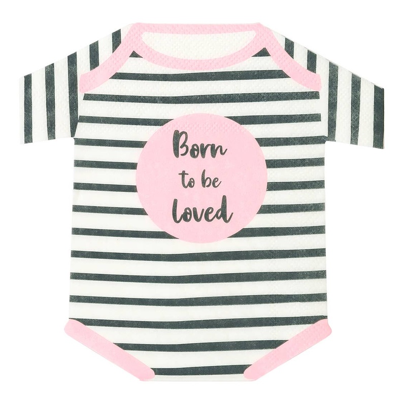Born To Be Loved Pink Baby Shower Shaped Napkins S4169