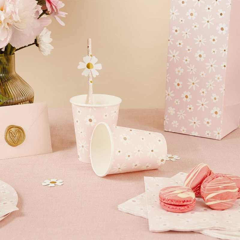 Daisy Paper Birthday Cups-8 Pack