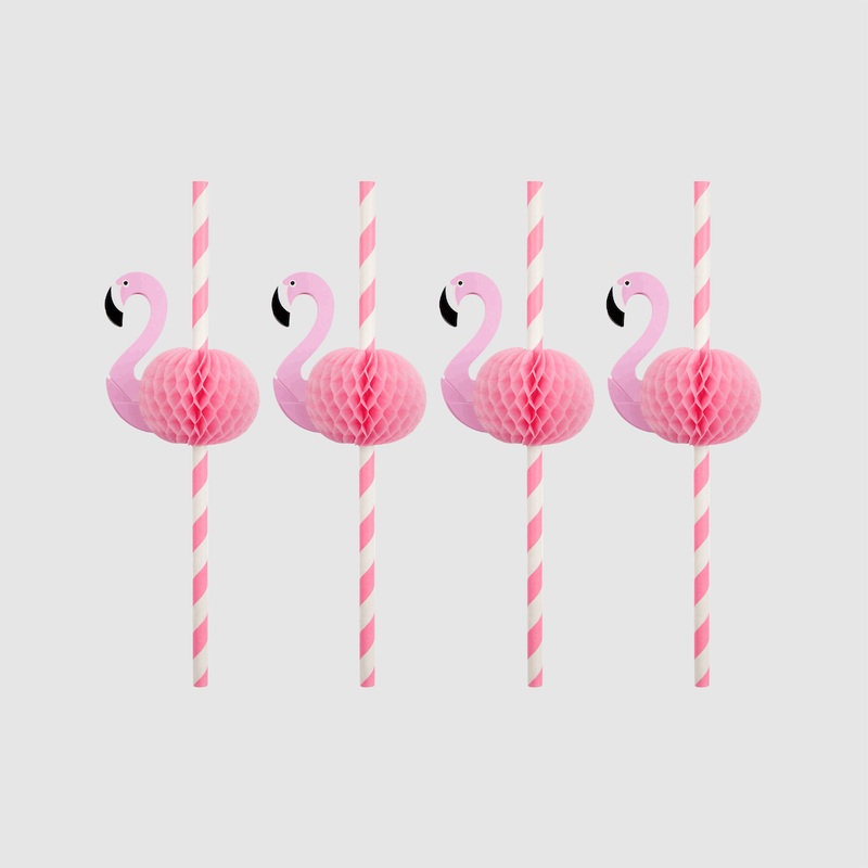 Flamingo Honeycomb Straws 10pk.