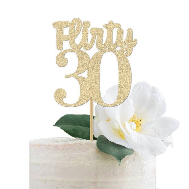 Flirty 30 Cake Topper Gold