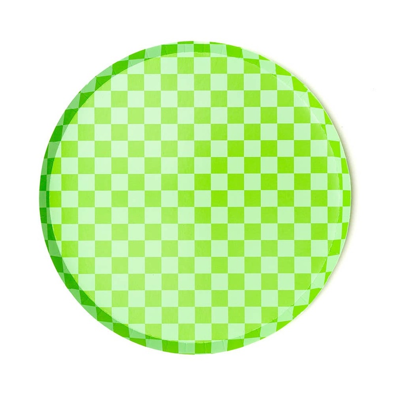Green Check Plates Large 8 Pk.