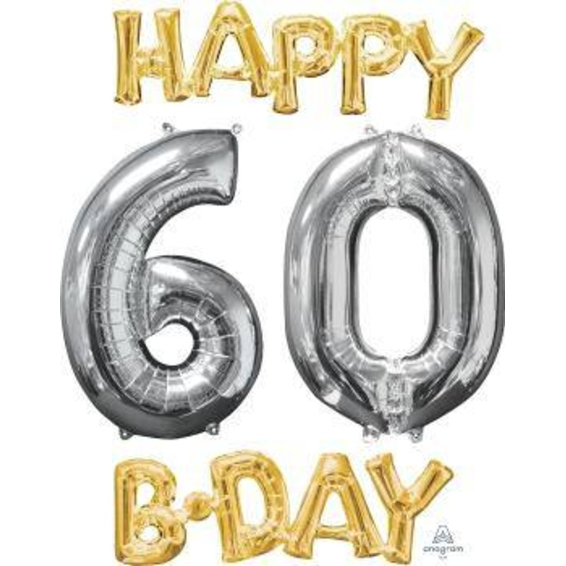 Happy 60th Birthday Phrase Balloon Kit  S4035