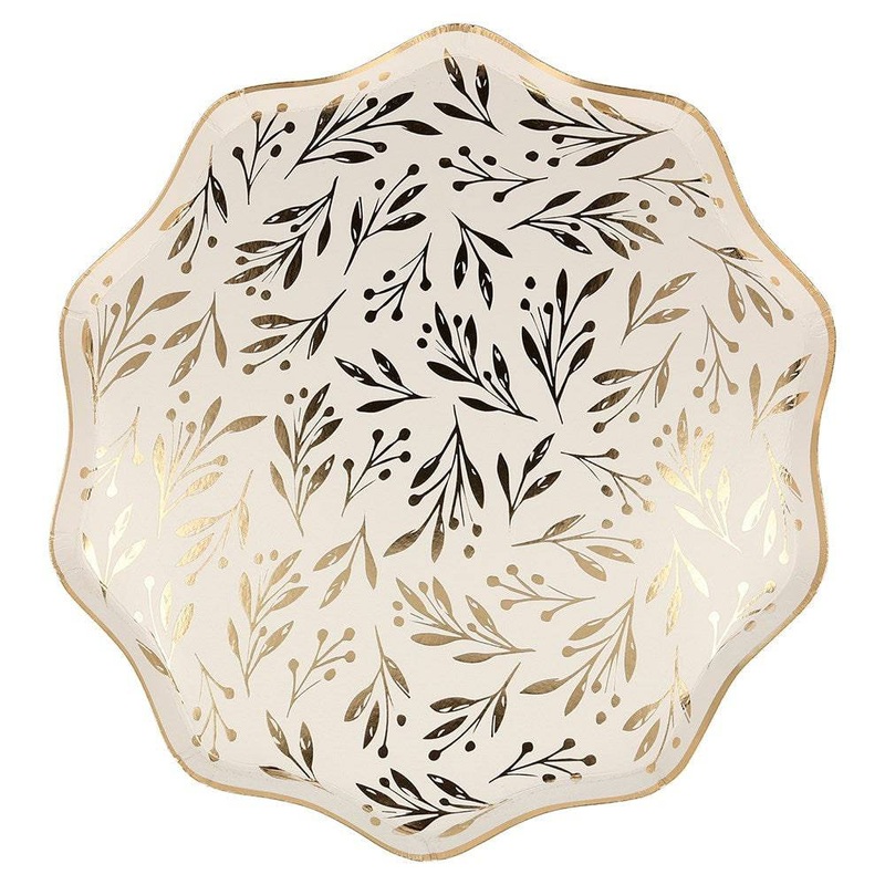 Meri Meri Gold Leaf Large Dinner Plates - 8 Pack S4014/15