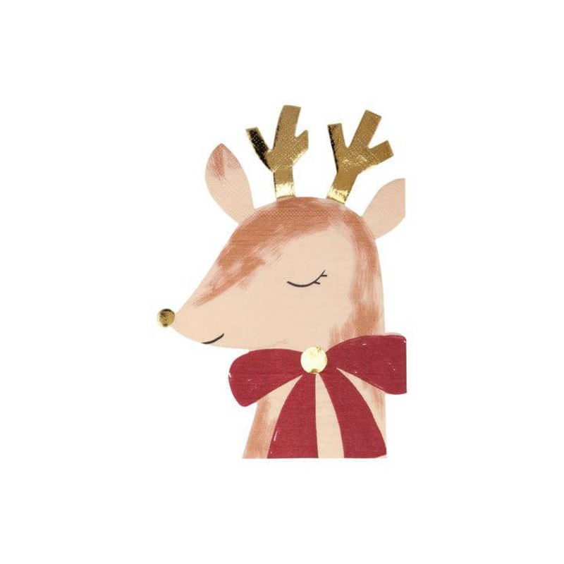 Meri Meri Reindeer With Bow Napkins- 16 pk M1108