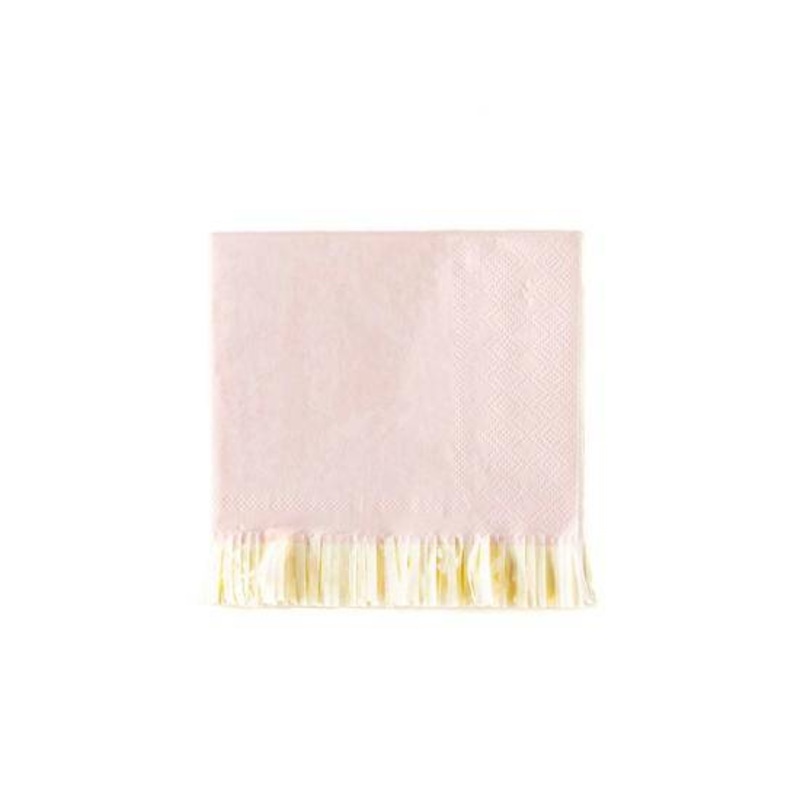 Pink and Ivory Fringe Napkins - Small S1201