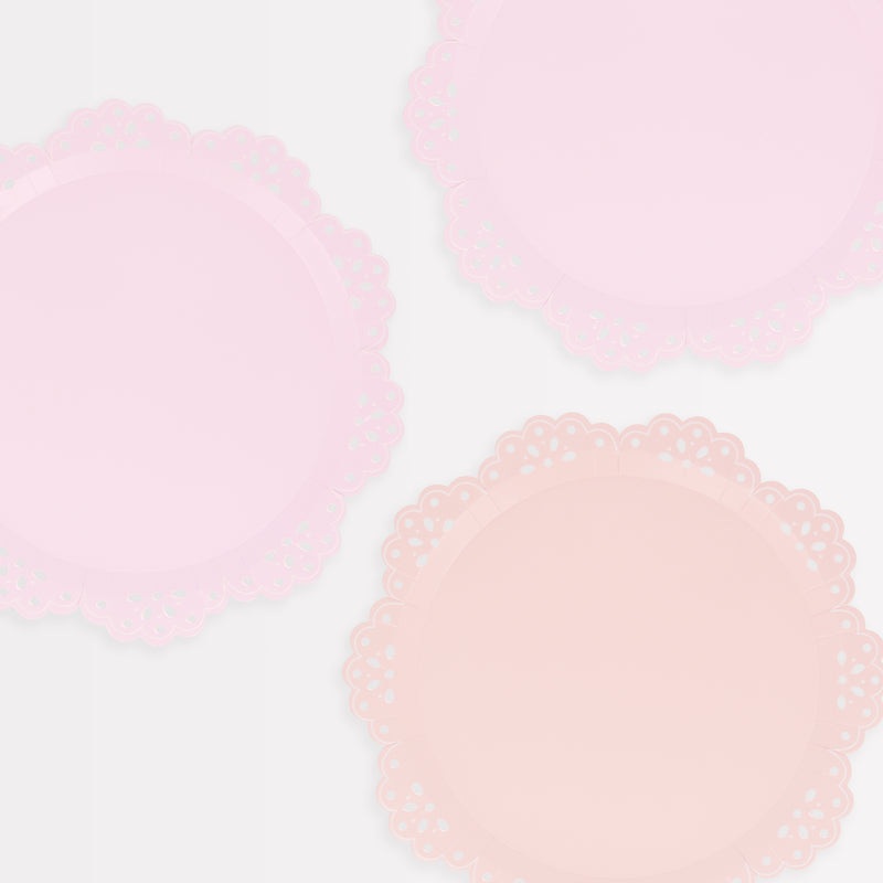 Pink Lace Party Plates Large 8pk.