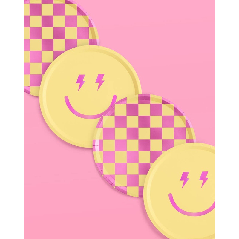 Smiley Preppy Party Plates Large -24pk