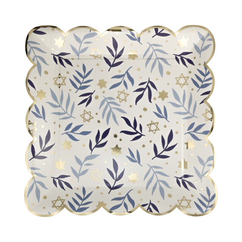 Stars & Branches Scalloped Square Plate - 8pk