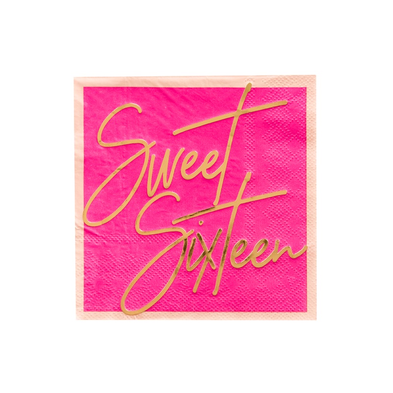 "Sweet Sixteen" Cocktail Napkins - 20 Pack